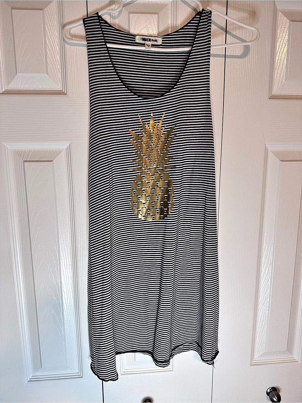 Miken Swim Striped Pineapple Mini Dress Black & White Medium Like New